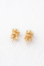 Load image into Gallery viewer, 18ct gold yellow sapphire and diamond studs at Delross Design Jewellers