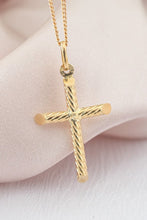 Load image into Gallery viewer, 18ct twist style cross pendant