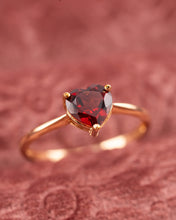 Load image into Gallery viewer, 9ct gold heart shaped almandine garnet solitaire ring Delross Design Jewellers
