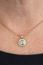 Load image into Gallery viewer, 9ct yellow gold blue topaz and natural diamond enhancer pendant at Delross Design Jewellers