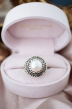 Load image into Gallery viewer, Sterling Silver Pearl & Marcasite Ring