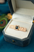 Load image into Gallery viewer, Handmade 9ct Rose Gold Antique Natural Sapphire Brooch, Delross Design Jeweller, Brisbane Jeweller, Chermside Jeweller, Custom Jewellery