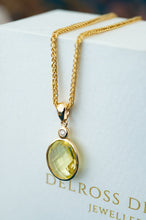 Load image into Gallery viewer, 9ct Gold Lemon Quartz & Diamond Pendant, Delross Design Jeweller, Brisbane Jeweller, Chermside Jeweller, Custom Jewellery