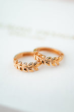 Load image into Gallery viewer, 9ct Rose Gold Leaf Huggie Earrings, Delross Design Jeweller, Brisbane Jeweller, Chermside Jeweller, Custom Jewellery