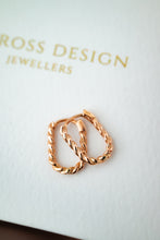 Load image into Gallery viewer, 9ct Rose Gold Twist Huggie Earrings, Delross Design Jeweller, Brisbane Jeweller, Chermside Jeweller, Custom Jewellery