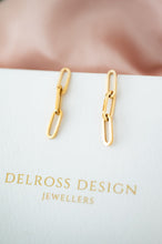 Load image into Gallery viewer, 9ct Gold Link Drop Stud Earrings, Delross Design Jeweller, Brisbane Jeweller, Chermside Jeweller, Custom Jewellery