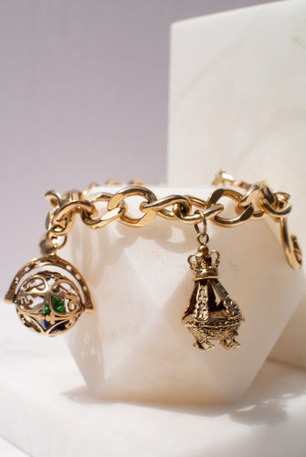 Vintage 9ct Gold Heavy Gauge Charm Bracelet