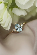 Load image into Gallery viewer, 9ct Gold Aquamarine & Diamond 0.07ct TDW Ring,  Delross Design Jewellers, Brisbane Jewellers, Custom Brisbane Jewellers, Brisbane Jewellery Repairs, Chermside West Jewellers