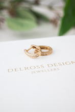 Load image into Gallery viewer, 9ct Gold Diamond TDW 0.16ct Oval Huggie Earrings , Delross Design Jeweller, Brisbane Jeweller, Chermside Jeweller, Custom Jewellery
