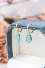 Load image into Gallery viewer, 9ct Gold Turquoise Drop Huggie Earring, Delross Design Jeweller, Brisbane Jeweller, Chermside Jeweller, Custom Jewellery