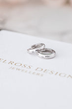 Load image into Gallery viewer, 9ct White Gold Cubic Zirconia Huggie Earrings, Delross Design Jeweller, Brisbane Jeweller, Chermside Jeweller, Custom Jewellery