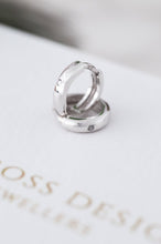 Load image into Gallery viewer, 9ct White Gold Cubic Zirconia Huggie Earrings, Delross Design Jeweller, Brisbane Jeweller, Chermside Jeweller, Custom Jewellery