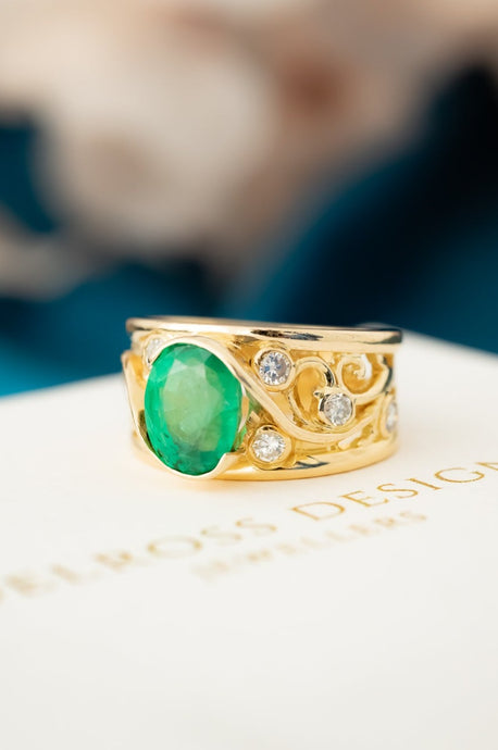 18ct Gold 2.63ct Emerald & Diamond 0.50ct TDW Ring, Delross Design Jewellers, Chermside, Chermside Jeweller, Custom Design, Brisbane Jeweller
