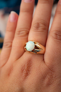 9ct Vintage Gold Handmade 2.00ct Solid Opal Ring, Delross Design Jewellers, Brisbane Jewellers, Chermside, Chermside Jewellers
