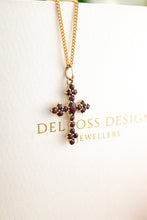 Load image into Gallery viewer, 18ct Gold Bohemian Garnet Cross Pendant, 
Delross Design Jewellers, Brisbane Jewellers, Custom Brisbane Jewellers, Brisbane Jewellery Repairs, Chermside West Jewellers