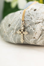 Load image into Gallery viewer, 18ct Gold Bohemian Garnet Cross Pendant, 
Delross Design Jewellers, Brisbane Jewellers, Custom Brisbane Jewellers, Brisbane Jewellery Repairs, Chermside West Jewellers