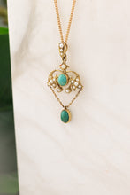 Load image into Gallery viewer, 15ct Gold Antique Art Nouveau Pearl & Turquoise Pendant, 
Delross Design Jewellers, Brisbane Jewellers, Custom Brisbane Jewellers, Brisbane Jewellery Repairs, Chermside West Jewellers