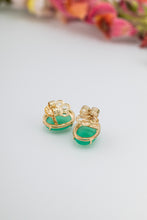 Load image into Gallery viewer, 14ct Gold Natural Chrysoprase Cabochon Stud Earrings, 
Delross Design Jewellers, Brisbane Jewellers, Custom Brisbane Jewellers, Brisbane Jewellery Repairs, Chermside West Jewellers
