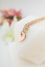 Load image into Gallery viewer, 9ct Rose Gold Vintage Curb Link Padlock Heart Baby Bracelet, Delross Design Jewellers, Brisbane Jewellers, Custom Brisbane Jewellers, Brisbane Jewellery Repairs, Chermside West Jewellers