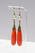 Load image into Gallery viewer, Delross Design Jeweller, Brisbane Jeweller, Chermside Jeweller, Custom Jewellery, 9ct Gold Pearl Coral Vintage Earrings