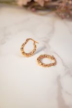 Load image into Gallery viewer, 9ct Rose Gold Bamboo Hoop Earrings, Chermside West, Brisbane Jewellers, Brisbane Custom Jewellers.