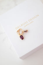 Load image into Gallery viewer, 9ct Gold 1.50ct Rhodolite Garnet Huggie Drop Earrings, 
Delross Design Jewellers, Brisbane Jewellers, Custom Brisbane Jewellers, Brisbane Jewellery Repairs, Chermside West Jewellers