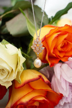 Load image into Gallery viewer, Rose Gold Plated Cubic Zirconia with Pearl Pendant
