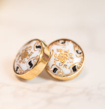 Load image into Gallery viewer, 9ct Gold Antique White Satsuma Button Stud Earrings, Delross Design Jewellers, Custom Jewellers, Chermside West Jewellers