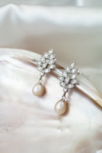 Load image into Gallery viewer, Sterling Silver Cubic Zirconia Pearl Stud Earrings
