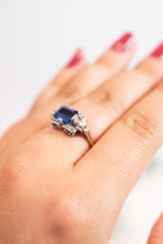 Load image into Gallery viewer, 9ct White & Rose Gold Blue Stone Ring