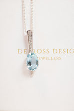 Load image into Gallery viewer, 18ct White Gold Aquamarine &amp; Diamond Pendant, Delross Design Jewellers, Custom Jewellery, Chermside west Jewellers.