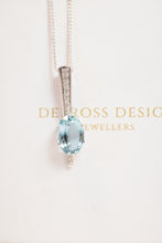 Load image into Gallery viewer, 18ct White Gold Aquamarine & Diamond Pendant, Delross Design Jewellers, Custom Jewellery, Chermside west Jewellers.