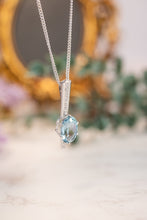 Load image into Gallery viewer, 18ct White Gold Aquamarine & Diamond Pendant, Delross Design Jewellers, Custom Jewellery, Chermside west Jewellers.