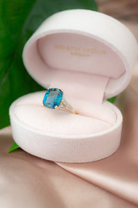 9ct Gold London Blue Topaz & Diamond Ring, Delross Design Jewellers, Custom Jewellers, Chermside west Jewellers
