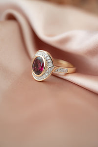 9ct Gold Rhodolite Garnet & Diamond Ring, Delross Design Jewellers, Chermside West Jewellers,, Custom Jewellers