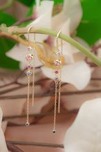 Load image into Gallery viewer, 9ct Gold Mixed Coloured Gemstone Thread Earrings, Delross Design Jewellers, Brisbane Jewellers, Custom Jewellers, Chermside west Jewellers