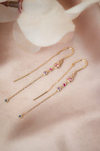 Load image into Gallery viewer, 9ct Gold Mixed Coloured Gemstone Thread Earrings, Delross Design Jewellers, Brisbane Jewellers, Custom Jewellers, Chermside west Jewellers