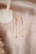 Load image into Gallery viewer, 9ct Gold Mixed Coloured Gemstone Thread Earrings, Delross Design Jewellers, Brisbane Jewellers, Custom Jewellers, Chermside west Jewellers
