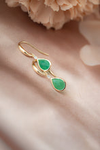 Load image into Gallery viewer, 9ct Gold Chrysoprase and Diamond Hook Earrings, delross design Jewellers, Brisbane Jeweller, Chermside west Jewellers