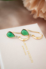 Load image into Gallery viewer, 9ct Gold Chrysoprase and Diamond Hook Earrings, delross design Jewellers, Brisbane Jeweller, Chermside west Jewellers