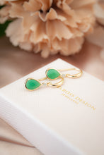 Load image into Gallery viewer, 9ct Gold Chrysoprase and Diamond Hook Earrings, delross design Jewellers, Brisbane Jeweller, Chermside west Jewellers