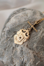 Load image into Gallery viewer, 9ct Gold & Garnet Shield Pendant, Delross Design Jeweller, Brisbane Jeweller, Chermside Jeweller, Custom Jewellery