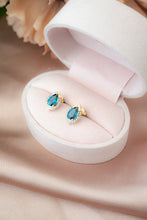 Load image into Gallery viewer, 9ct Gold London Blue Topaz & Diamond Stud Earrings, Delross Design Jewellers, Brisbane  Jewellers, Custom Jewellers