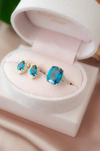 9ct Gold London Blue Topaz & Diamond Stud Earrings, Delross Design Jewellers, Brisbane  Jewellers, Custom Jewellers
