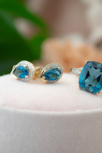 9ct Gold London Blue Topaz & Diamond Stud Earrings, Delross Design Jewellers, Brisbane  Jewellers, Custom Jewellers