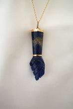 Load image into Gallery viewer, Antique 18ct Gold Handmade Sodalite Figa Pendant, Delross Design Jeweller, Brisbane Jeweller, Chermside Jeweller, Custom Jewellery