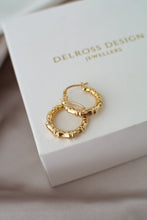 Load image into Gallery viewer, Vintage 9ct Gold Bamboo Hoop Earrings, Delross Design Jewellers