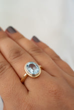 Load image into Gallery viewer, 18ct Gold Handmade Swiss 3.75ct Blue Topaz Ring, Delross Design Jewellers, Brisbane Jewellers, Australia
