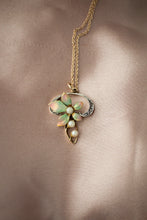 Load image into Gallery viewer, Art Nouveau Antique Diamond, Pearl, Delross Design Jeweller, Brisbane Jeweller, Chermside Jeweller, Custom Jewellery and Gold Floral Pendant