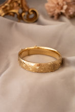Load image into Gallery viewer, 9ct Gold Lined Oval Hinged Engraved Georg Jensen Bangle, Delross Design Jeweller, Brisbane Jeweller, Chermside Jeweller, Custom Jewellery